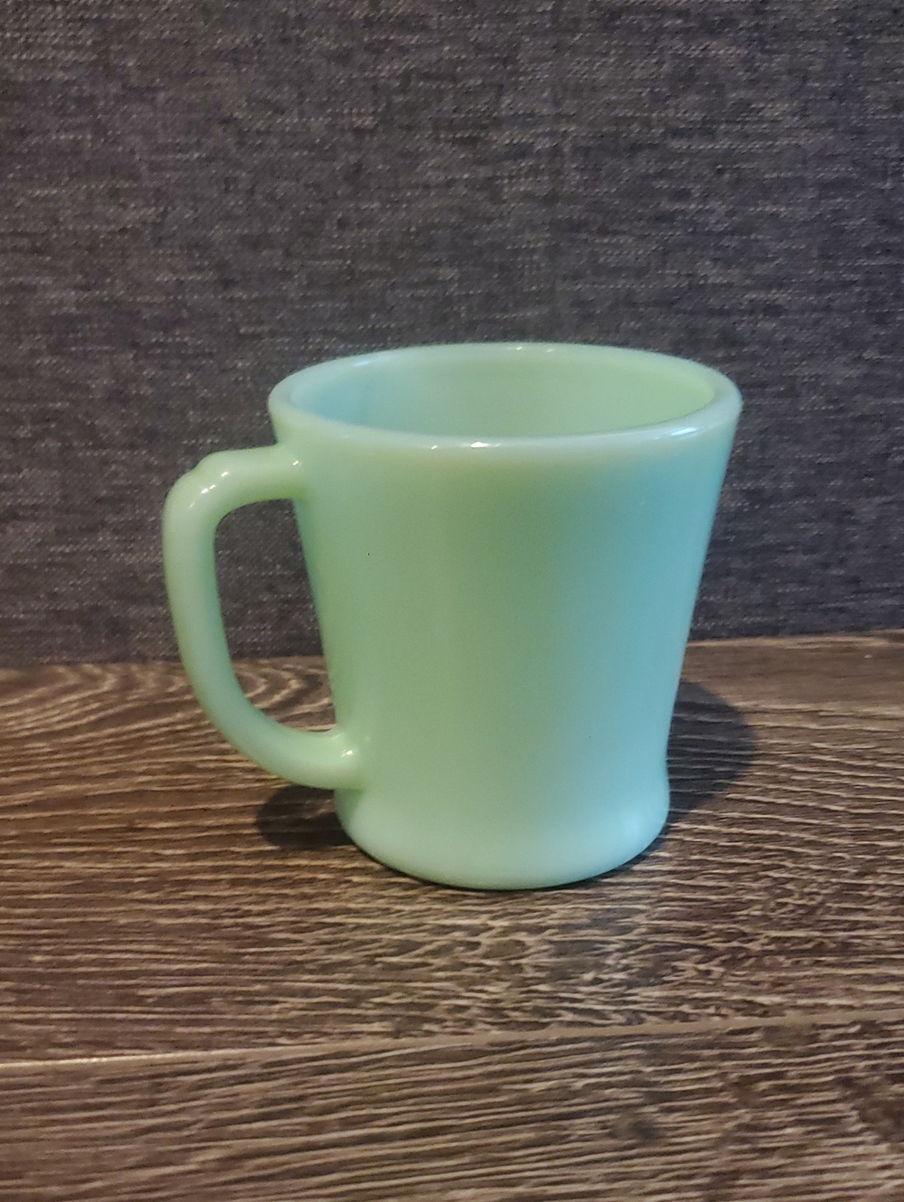 Vintage Fire King Oven Ware Jade-ite Green Flat Bottom with D Handle Mug